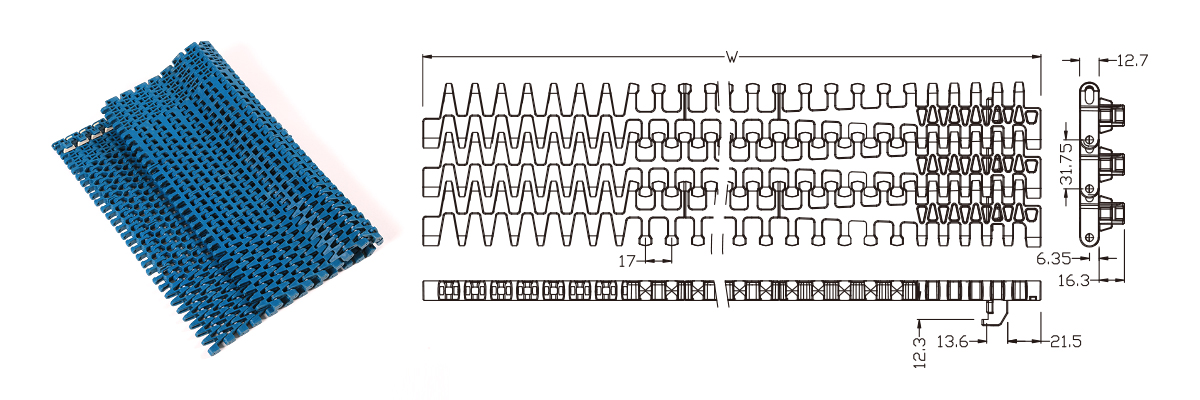 1285 Modular Belt Conveyor chains 31.75 Pitch(corner)